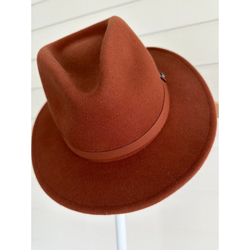 Brixton Messer Wool Felt Fedora Packable Travel Hat Wide Brim Boho Unisex